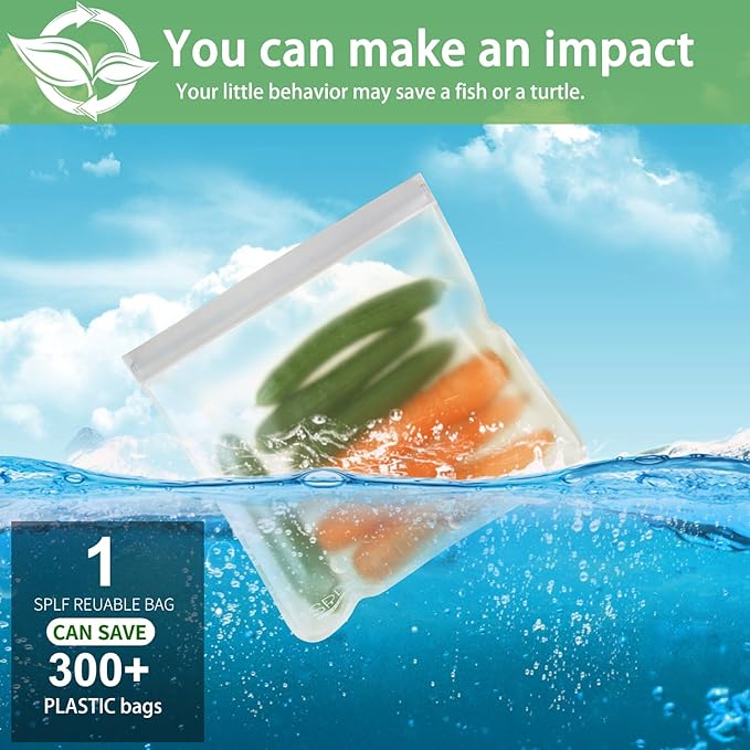 SPLF 6 Pack Reusable Gallon Freezer Bags Dishwasher Safe, BPA FREE Reusable - Image 7