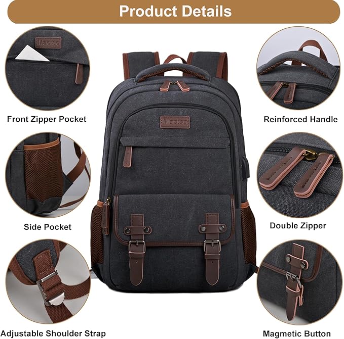 Mactso Canvas Travel Laptop Backpack - Image 6