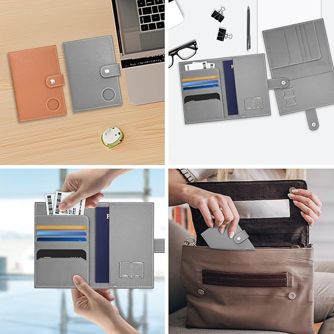 Genuine Leather Passport Holder, RFID Blocking Travel Wallet - Image 6