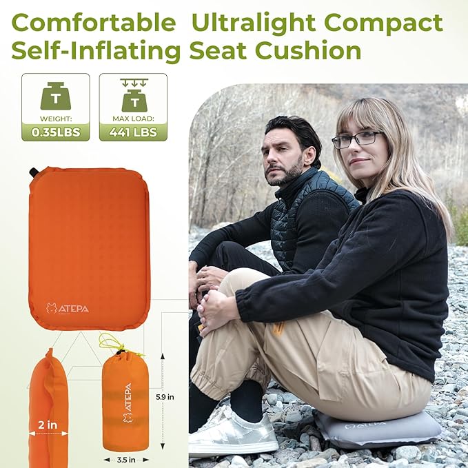 ATEPA Inflatable Stadium Seat Cushion, Self-Inflating Memory Foam Stadium Seats - Image 2