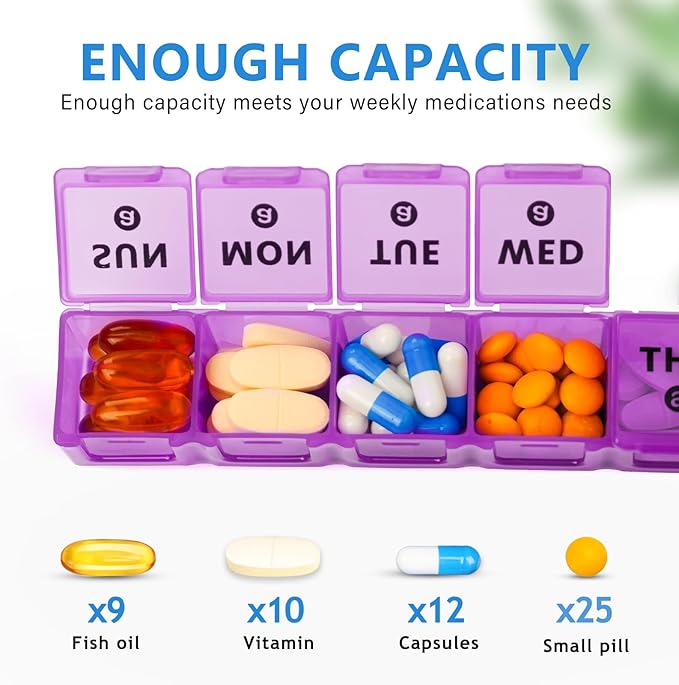 2-Pack Large Weekly Pill Organizer, Vitamin Pill Box Organizer 7 Day - Image 2