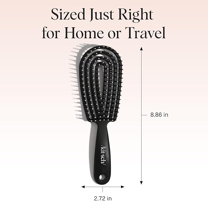 Kitsch Hair Brush Detangler – Flexi Flow Hair Brush for Women, Men & Kids | Detangling Brushes for Curly Hair with Bendable Frame, Bounce Curl Defining Brush for Wet or Dry Strands - Black