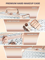 Qislee Makeup Box with A Detachable Lighted Mirror, Waterproof Travel Train Case - Image 4