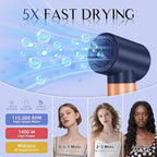 DORISILK 8 in 1 Hair Styler & Hair Dryer Brush Blow Dryer, 110,000 RPM High-Speed Hot Brush Styler and Auto Wrap Curlers, Ionic Frizz-Free for Smoothing Straightening Curling Volumizing Drying, Blue