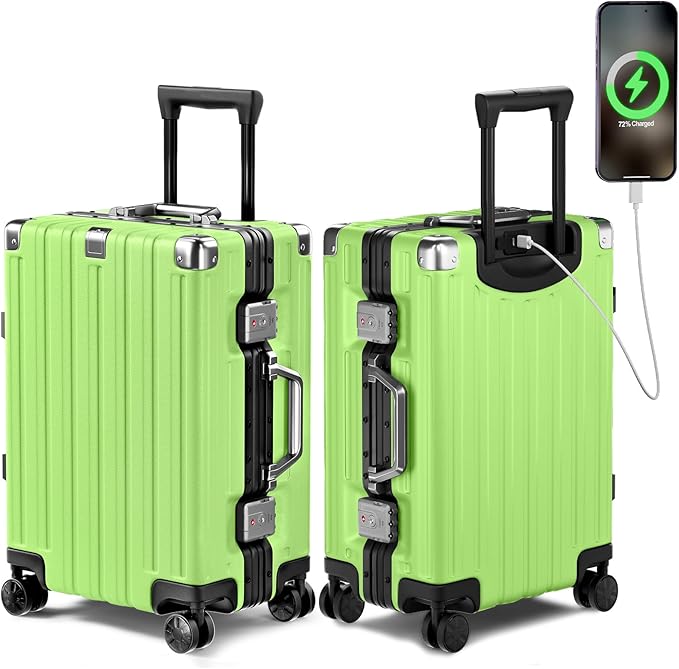 Krute Aluminum Frame Carry On Luggage 20 Inch Zipperless Luggages USB Charger by Krute