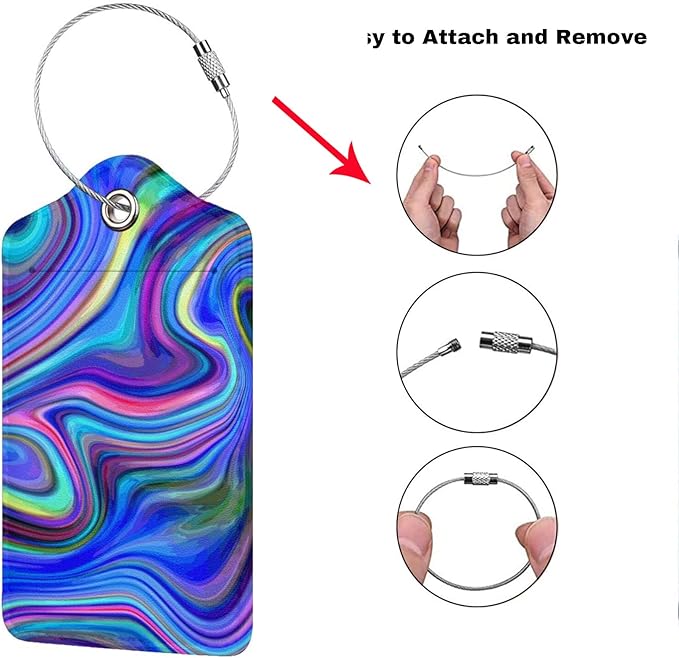 2-Packs Blue Purple Abstract Art Luggage Tags - Image 3