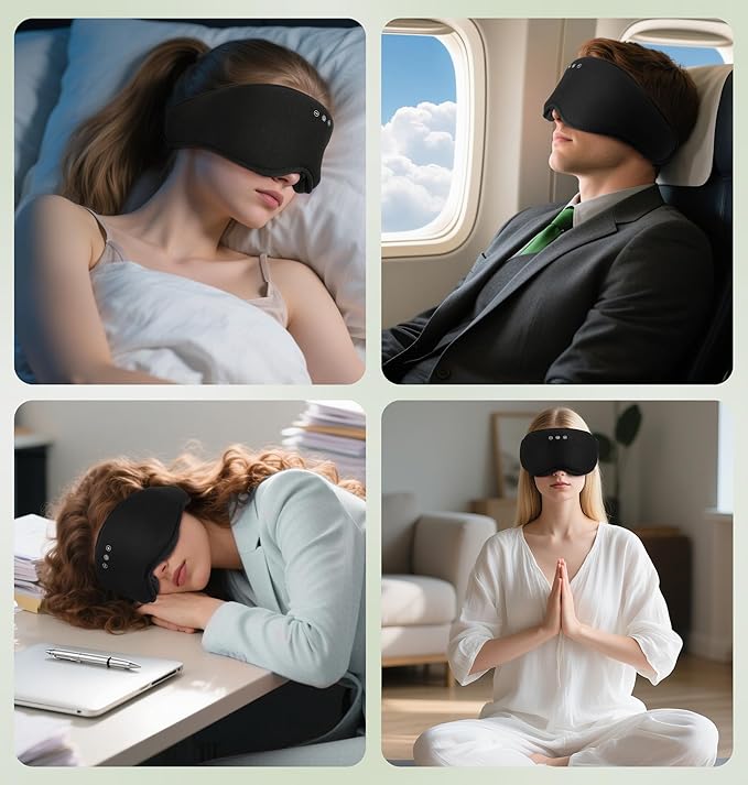LC-dolida Bamboo Cotton Bluetooth Sleep Mask, 2 in 1 3D Soft Sleep Mask - Image 9