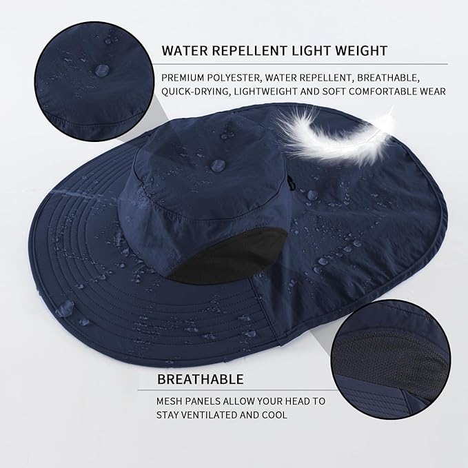 Home Prefer Outdoor UPF50+ Sun Hat Wide Brim Mesh Fishing Hat - Image 3