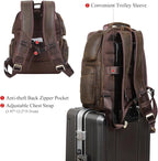 TIDING Vintage Full Grain Leather 16 Inch Laptop Backpack - Image 2