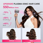 High-Speed Hair Dryer 110,000 RPM, 1875W Ionic & Plasma Blow Dryer with Diffuser, Concentrator & Comb, 550 Million Ionic Hairdryer with Cool Shot, Low-Noise CompactPro Travel & Salon – Gray