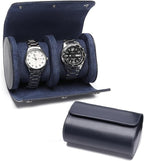 Watch Travel Case, Luxury Leather Watch Roll 2 Slot Organizer Box, Jewelry by Rudmox
