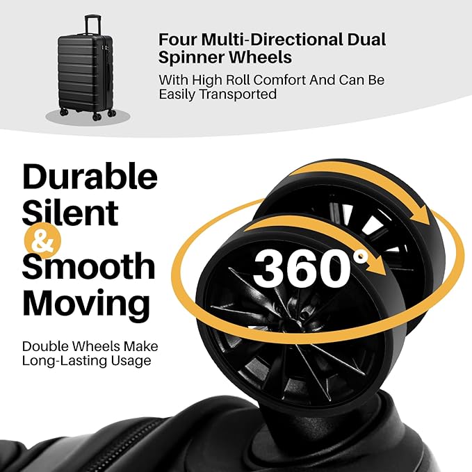 AnyZip Suitcase Hardside PC ABS Lightweight USB Luggage - Image 4