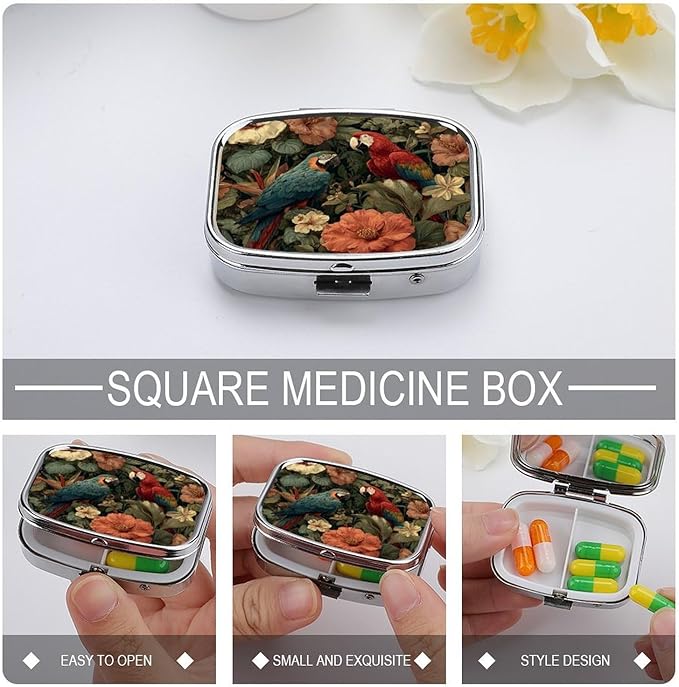 Metal 2 Compartment Pill Organizer Travel Friendly Portable Compact Pill Box - Image 4