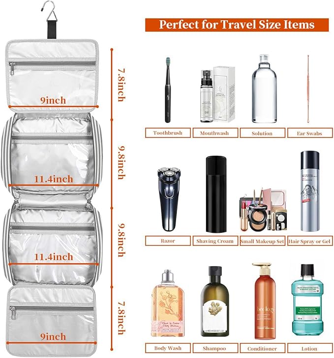 Hanging Travel Toiletry Bag, Large Capacity Cosmetic Travel Toiletry Organizer - Image 4