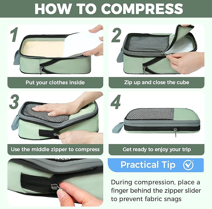 BAGAIL 4 Set/6 Set/8 Set Compression Packing Cubes Travel Accessories - Image 4