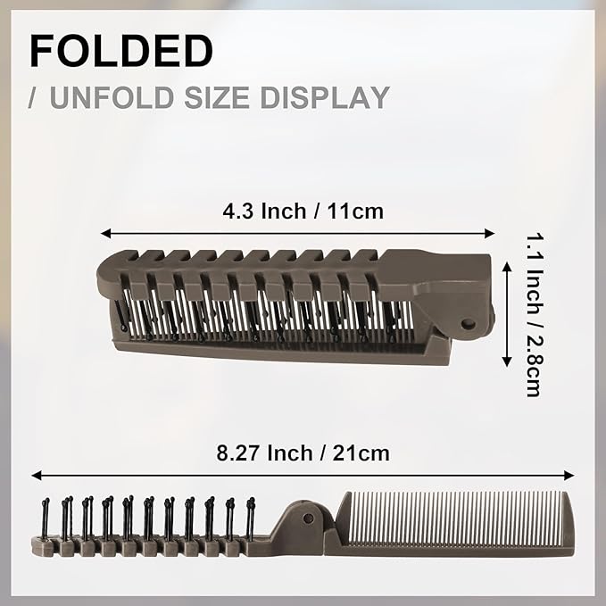 6PCS Travel Foldable Brush Comb Portable Hairbrush, Anti-Static Mini Pocket Hair Comb, Double Headed Hair Brush Hairdressing Tools Plastic Folding Hairbrush for Men Women (Coffee)