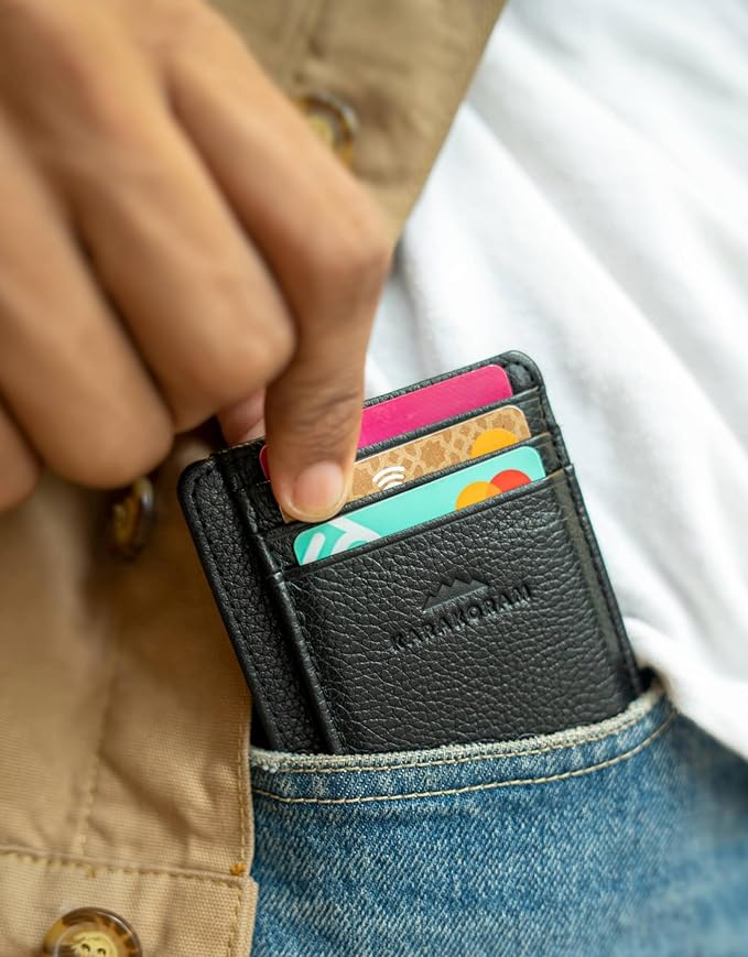 KARAKORAM Vertical Handcrafted Premium Leather Front Pocket Credit Card Holder - Image 4