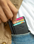 KARAKORAM Vertical Handcrafted Premium Leather Front Pocket Credit Card Holder - Image 4