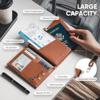 Real Leather Wallet RFID Blocking Passport Holder - Image 4