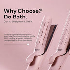 L'ANGE HAIR Le Duo Grande 360° Airflow 2 in 1 Straightener and Curler | 1 Inch Curling Wand & Titanium Flat Iron with 5.3" Plates | Hair Straightener & Curler for Long Hair (Blush)