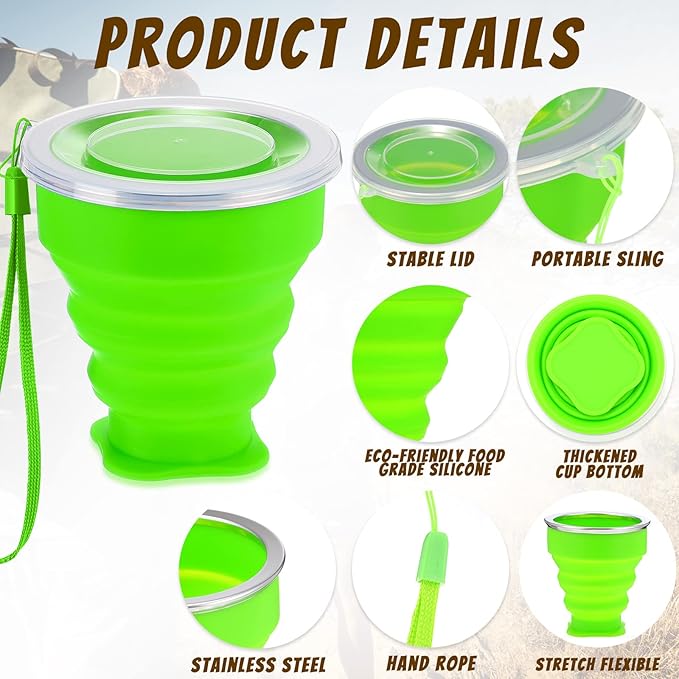 12 Pcs Silicone Collapsible Cup 7.04 oz Folding Camping Travel Collapsible - Image 4