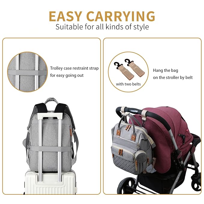 Baby Diaper Bag Backpack with Changing Station Travel Waterproof 3 in 1 - Image 4