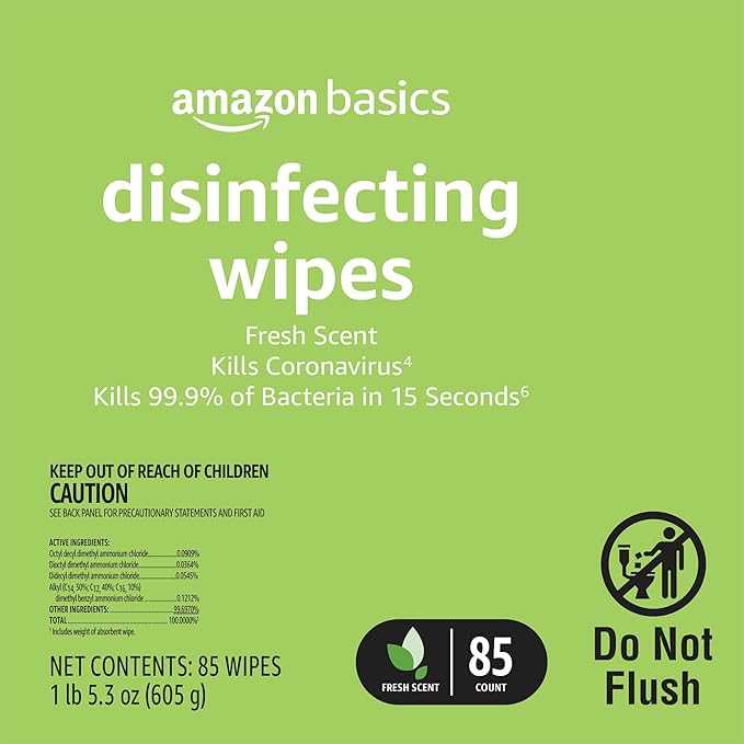 Amazon Basics Disinfecting Wipes, Lemon & Fresh Scent, - Image 4