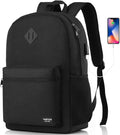 Black Backpack for Women Men, Casual School Backpack Teen Boys and Girls 15.6 by YAMTIONBAGS