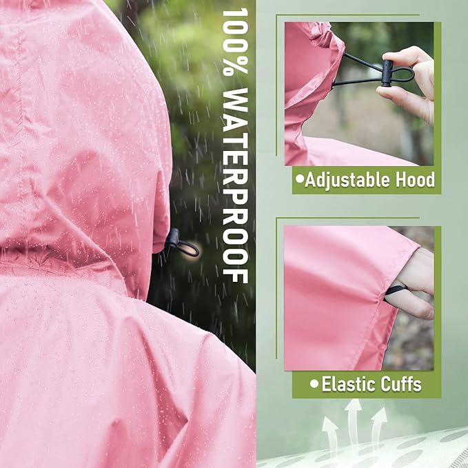 SaphiRose Unisex Rain Poncho Raincoat Hooded - Image 4