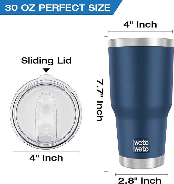 WETOWETO 30oz Tumbler with Lid, Stainless Steel Vacuum Insulated Water Coffee - Image 3