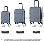 Campfun 3 Piece Luggage Sets, Hardshell ABS Luggage - Image 2