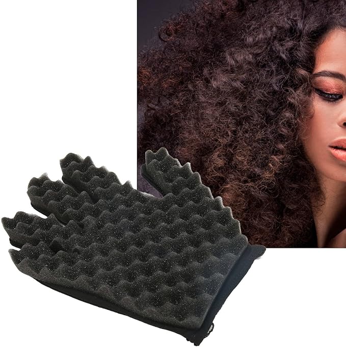 ZJchao Magic Hair Curling Sponge Gloves, Curling Sponge Glove, Afro Coil Flexible Portable Hair Sponge, for Barbers Brush Styling Tool, for Barber Salon
