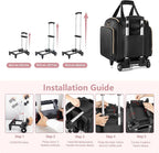 Rolling Makeup Case with 4 Removable Bags, Professional Makeup Train Case with Wheels, Makeup Artist Travel Bag with Brushes Storage Section, Black (Patent Design)