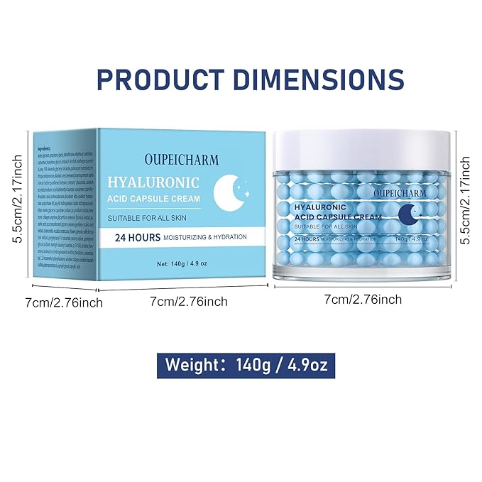 Hyaluronic Acid Capsule Face Cream,Moisturizer Capsule Facial Cream,Hydrating Night Face Cream Skincare 4.9 OZ