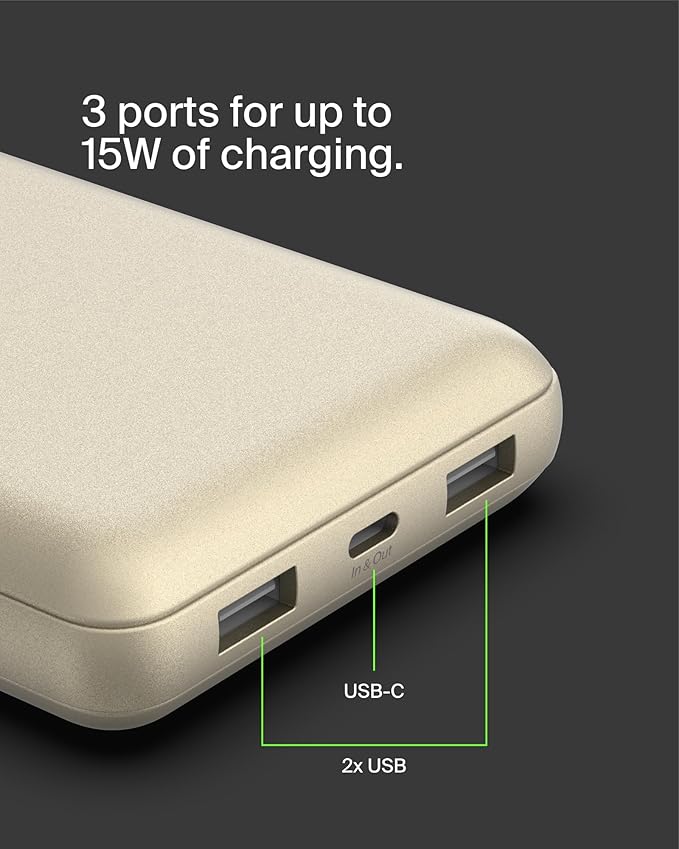Belkin Portable Charger, USB-C Power Bank 20000 mAh w/ 2xUSB-A Ports, 15W - Image 9