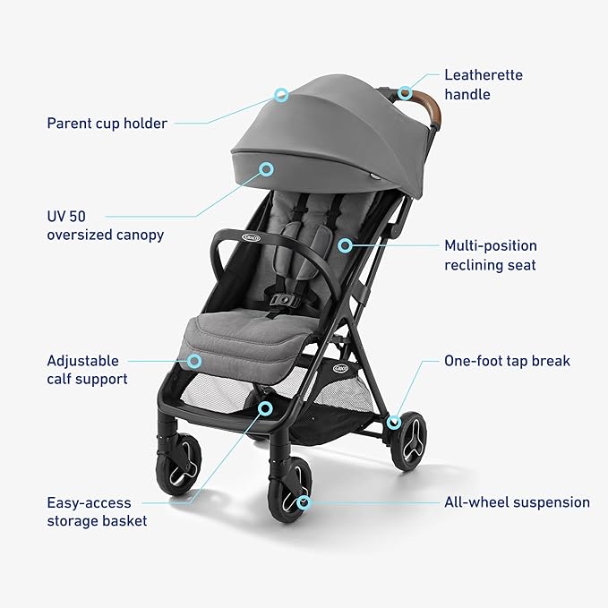 Graco Ready2Jet Compact Stroller – Overhead Friendly Compact Travel Stroller - Image 6