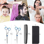 Professional Hair Cutting Scissors Shears Barber Thinning Set Kit- Family Hair Cutting,Barber Hair Cutting Tool Thinning texturizing/Blue 6"