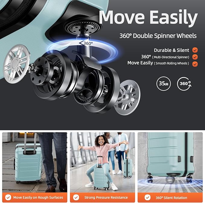 SHOWKOO Luggage Sets Expandable PC+ABS Durable Suitcase Double Wheels TSA Lock - Image 3