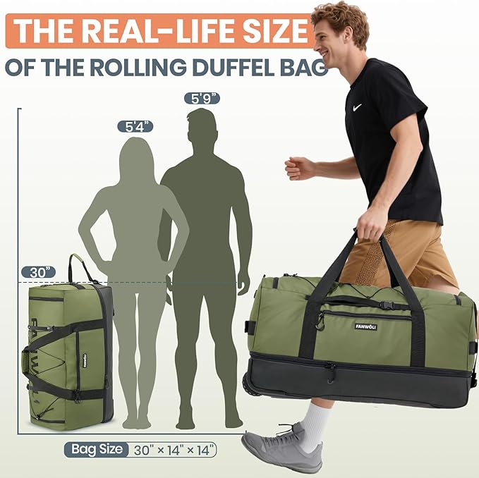 Fanwoli 30'' Rolling Duffel Bag - Image 6
