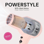 L'ANGE HAIR PowerStyle Turbo Ionic Hair Dryer | 1875 Watt Professional Blow Dryer with Diffuser & Concentrator | Multiple Heat & Speed Settings for Fast Drying | Salon-Grade Styling Tools, Blush