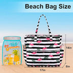 LEDAOU Large Beach Tote Bag Women Waterproof Sandproof Zipper Beach Tote Bag - Image 9