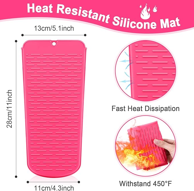 Shappy 2 Pcs Curling Iron Travel Case Cover Heat Resistant Flat Iron Holder Case Sleeve Neoprene Straightener Holder and Silicone Hot Hair Tools Mat Bag(Leopard Style)