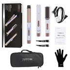 Hair Straightener and Curler, PARWIN PRO BEAUTY 1'' Flat Iron,1.25'' Curling Iron Hair Straightener Brush with Detachable Power Cord, LED Temp Control & Instant Heat Up, Dual Voltage, for Home Travel
