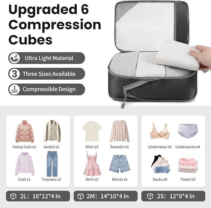 8 Set/6 Set/4 Set Compression Packing Cubes - Image 2