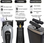 Supreme Trimmer 3-in-1 Barber Bundle | Pro Clipper Lite, DLC T-Shaper Trimmer & Crunch Foil Shaver | Professional Beard Trimmer Men’s Hair Clipper Kit | Black Lite Bundle