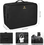 Relavel Extra Large Makeup Case with Plastic Dividers Washable and Easy to Clean, Travel Makeup Train Case Professional Makeup Artist Bag Portable Nail Organizer Box Art Supply Case (Black)