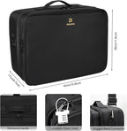Relavel Large Makeup Organizer Profession Makeup Bag Extra Large Makeup Case with Adjustable Dividers, Adjustable Angle Fixed Belt and Shoulder Strap Plastic Dividers
