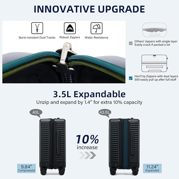 Hard Shell Suitcases Airline Approved 20 Inch Carry on Luggage - Image 4