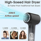 KARFUN Hair Dryer, 110000 RPM High-Speed Brushless Motor Fast Drying Blow Dryer, 57dB Low Noise Hair Dryer for Home or Travel, 3 Temps & 2 Speeds (Black)