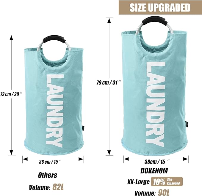DOKEHOM 90L Large Laundry Basket, Collapsible Laundry Bag, Freestanding Tall - Image 3